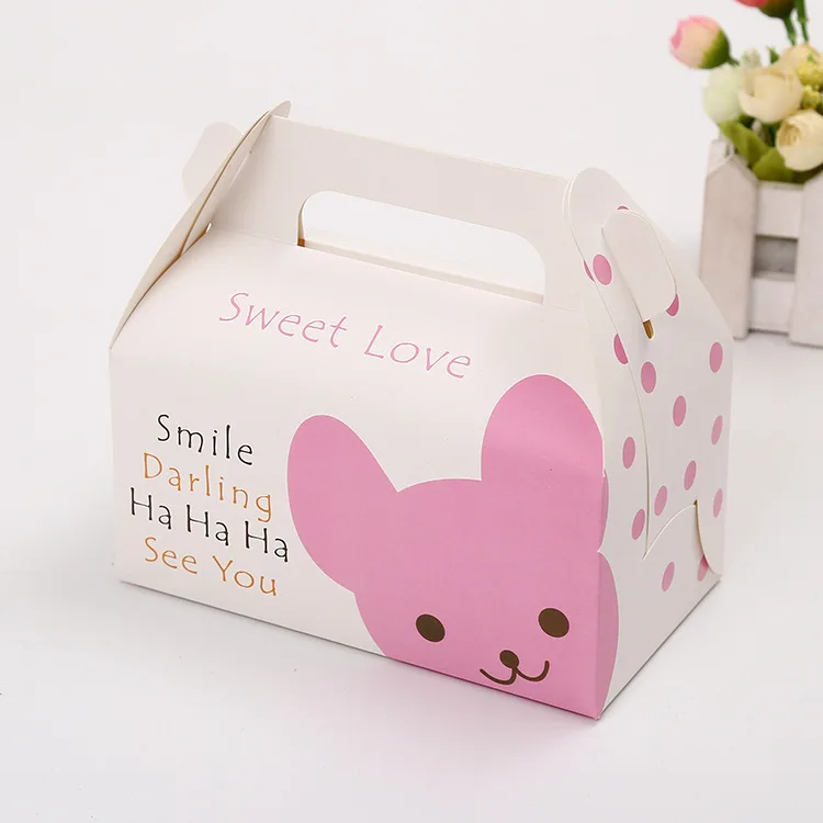 Wholesale Custom Logo Individual Three Cupcake Box Packaging With Window Handle Pink Color Paper Cake Boxes Holders Containers