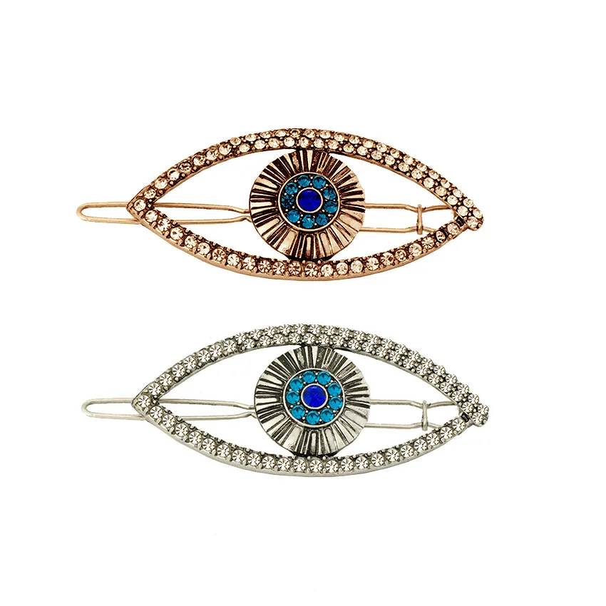 New Fashion Women Girls Gold Plated Metal Evil Eyes Hair Clips Metal Hairpins Holder Hair Accessories