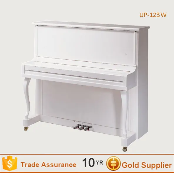 Modern 88 Key white upright piano with piano tools and strings