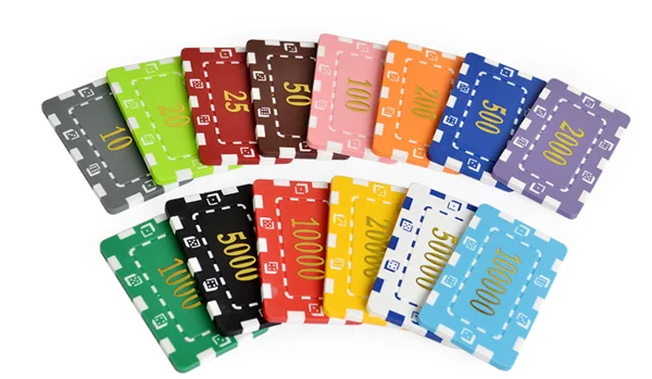 36pcs Casino Style Gold Stamping Rectangle 32g ABS Poker Chip Set