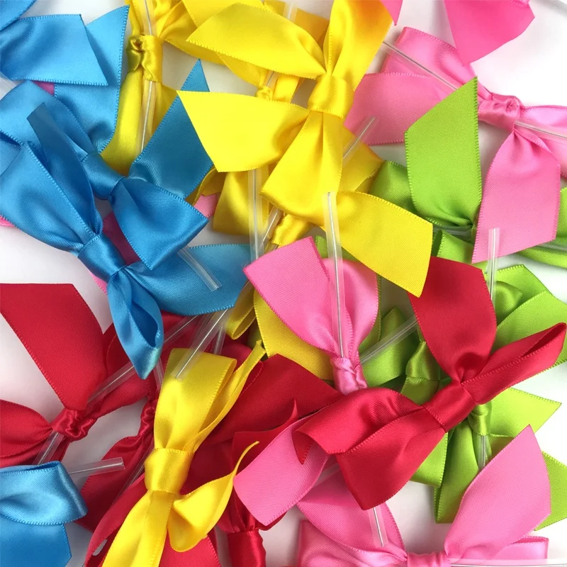 Factory Professional Make Gift Satin Ribbon Bow  With Wire Twist Tie