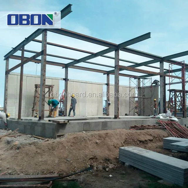 OBON Quick Assembly Modern Steel Structure Steel Frame + Cement Sandwich Panel Wall System Apartment 3 Years 8 Grade House Shop