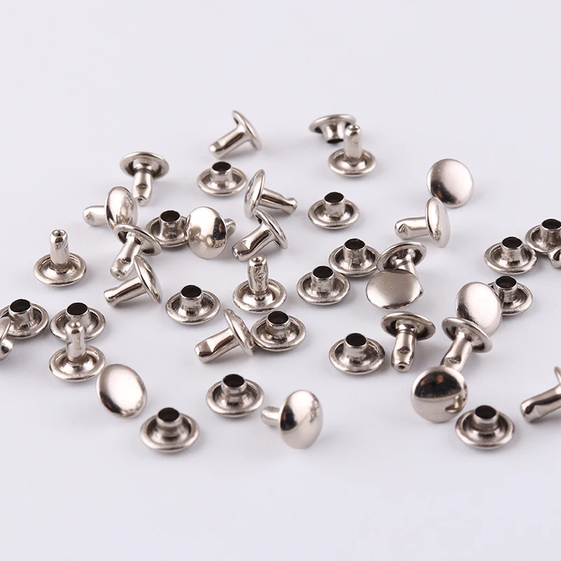 Metal decorative double cap rivet for leather