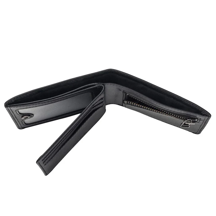 China Wholesale Full Grain Genuine Leather Mens Slim Wallet With Zipper Coin Pocket