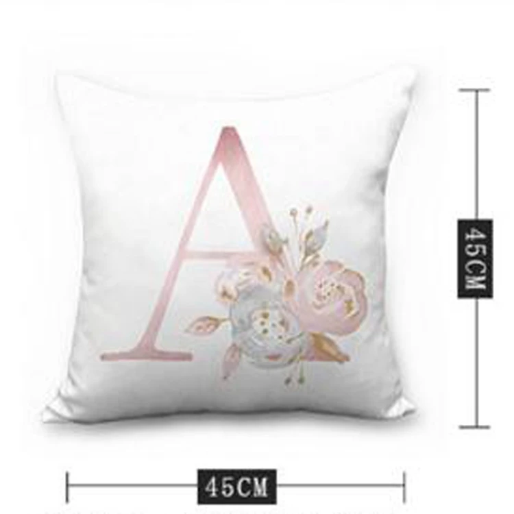 European style white square sofa cushion pillow pink letter decor pillow cushion