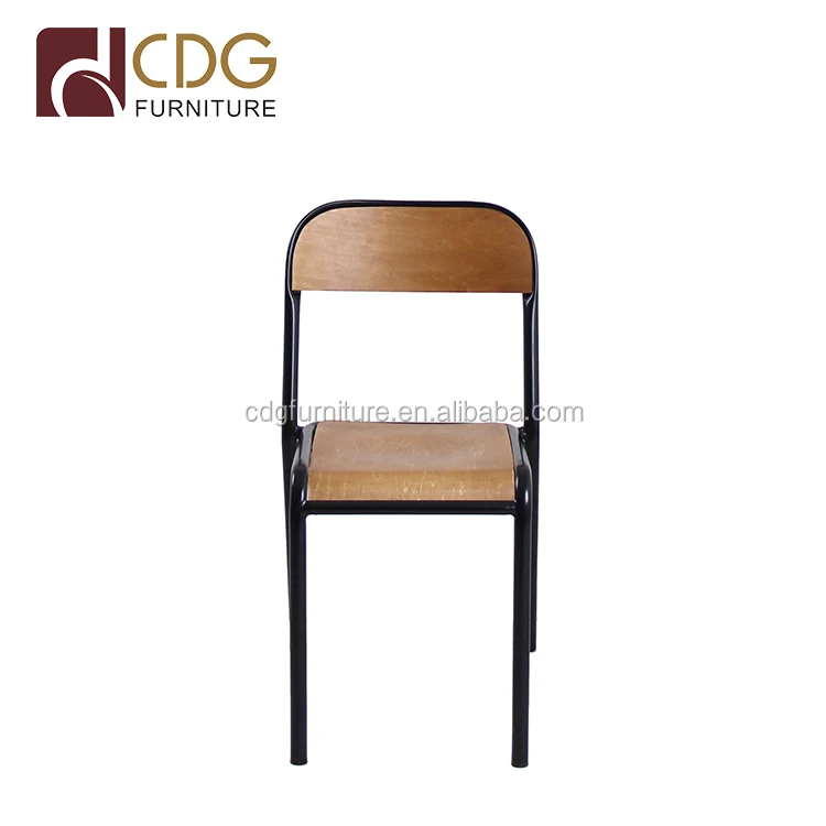 French Black Mid-Century And Modern Ergonomic Industrial Chair  European Wooden Seat Restaurant Cafe Chair