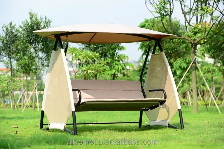 Luxury Three Seat Outdoor Swing Chair Bed with mosquito net- DH-396