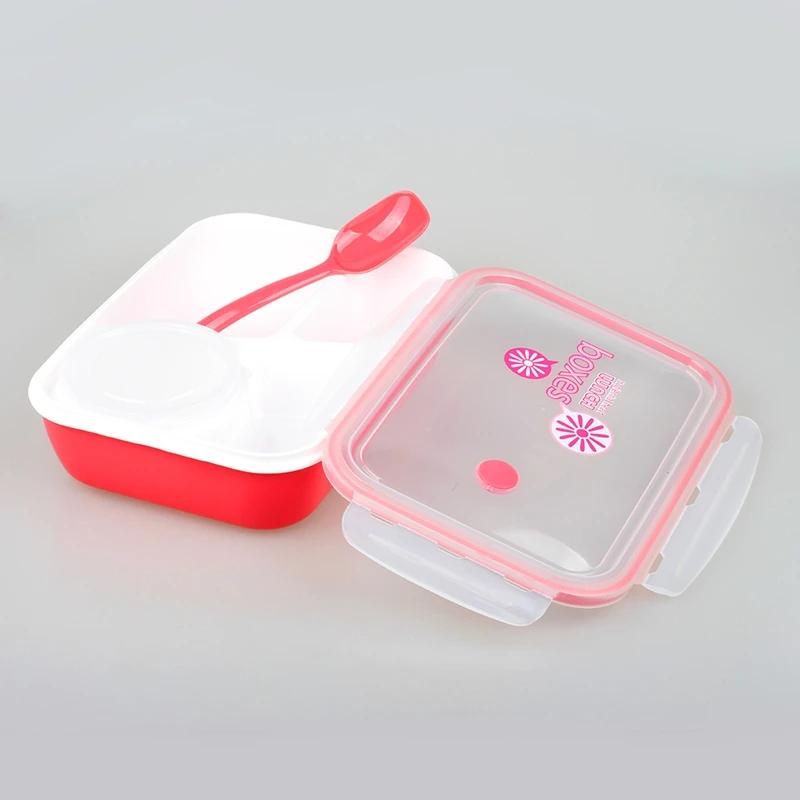 Wholesales Microwavable 3 compartments plastic Children lunch box bento box lunch with cutlery