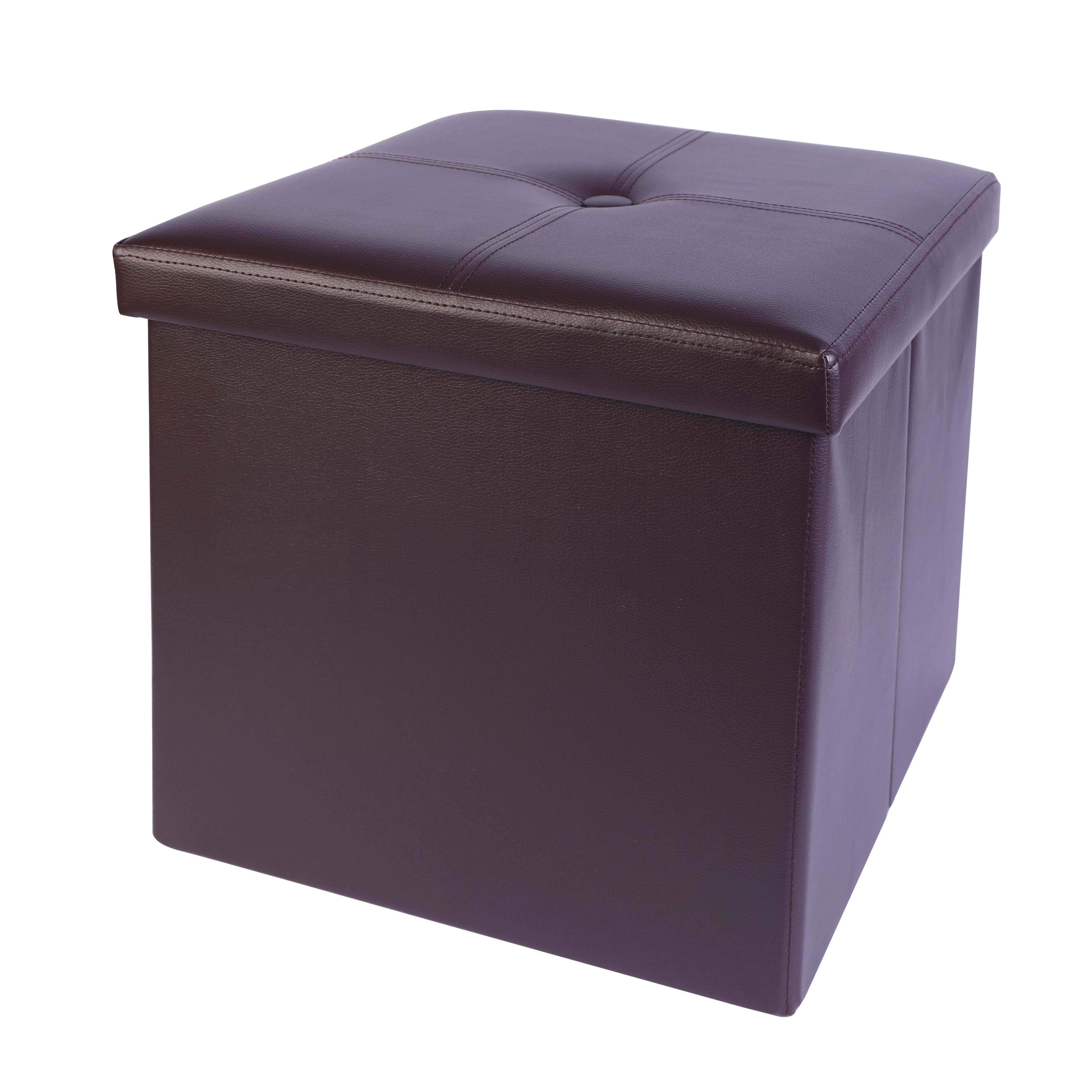 Red Cross stitching square EI MDF folding storage seat box,pouffe stool,OEM