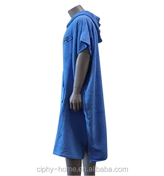 
Cotton Surf Beach Hooded Poncho Changing Bath Robe Towel with Pocket 