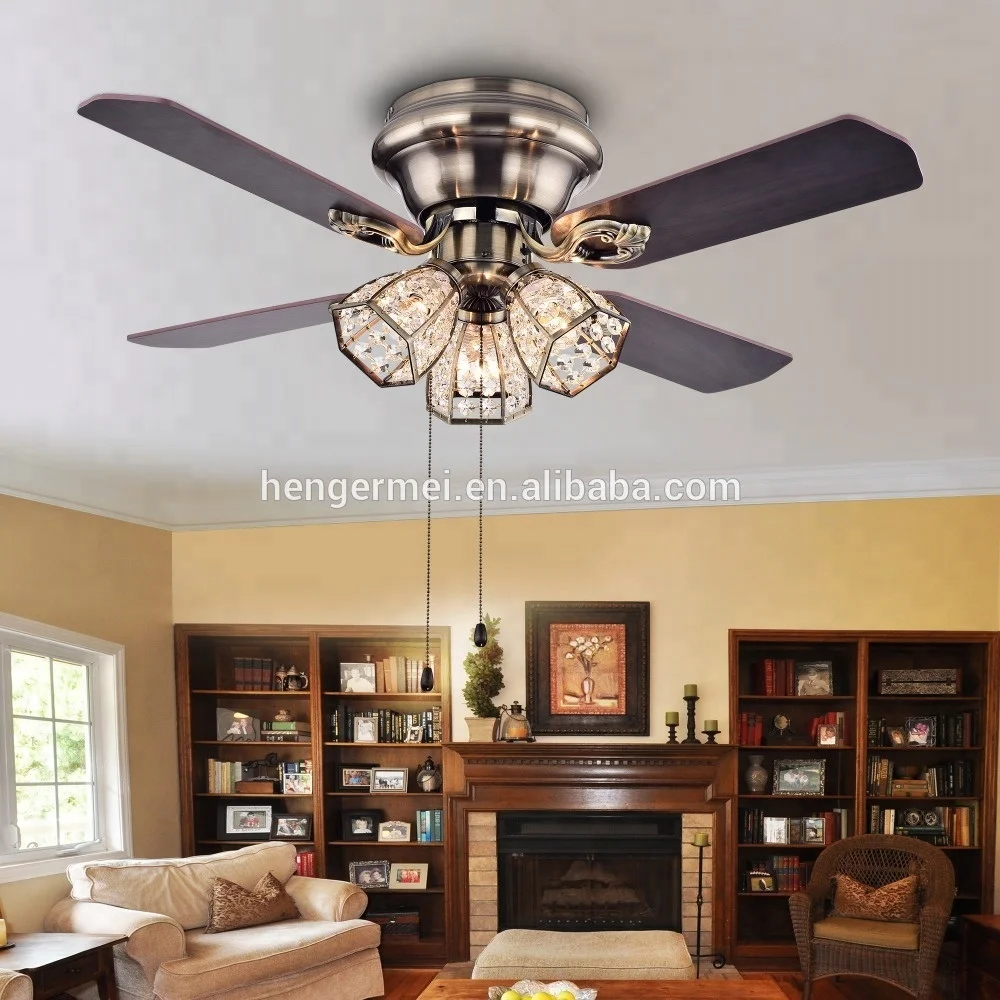 Hand Pull Crystal Ceiling Fan Manufacturer Electric Ceiling Fan With Light