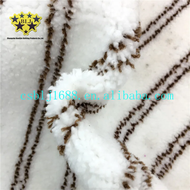 New Product White With Brown Stripe Microfiber Machine Knitted Coral Fleece Steam Mop Fabric