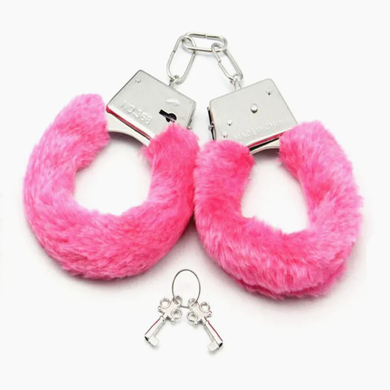 Smart menottes sexy handcuffs Furry Metal Fancy Dress sex Night Stag Do Pink 7 color Fluffy Handcuffs
