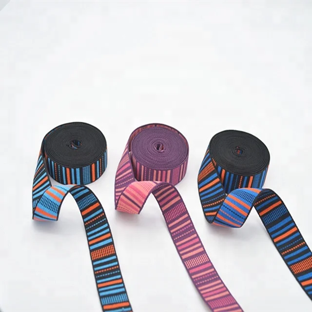 Colorful Elastic Webbing Stripe Bag Strap Polyester Jacquard Webbing