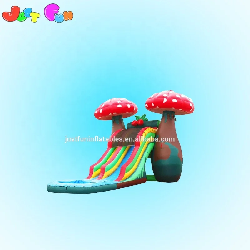 Funny children inflatable mushroom water slides with pool