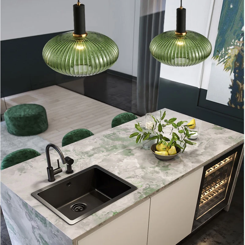 
modern kitchen decorative led bulb glass lamp shade pendant lamp coloful dining room and bedside lamp lights for home 