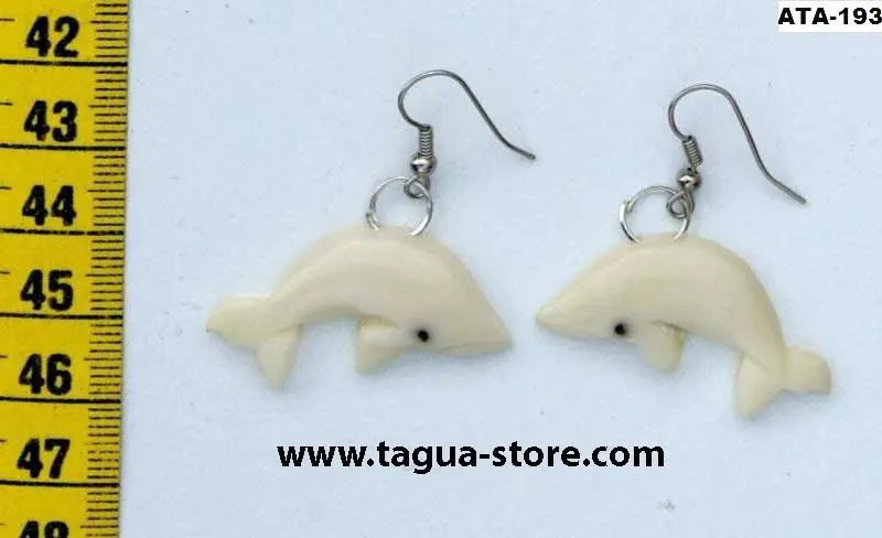 Sea Ocean Marine Nautical Design Style Fish Earrings Tagua Nut Raw Material Carving Art Jewelry Wholesale Fashion Drop Earrings