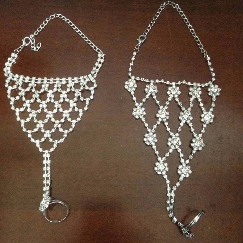 
Sexy rhinestone barefoot sandals Foot bracelet Beach foot jewelry with pearl cross beads anklets for women 