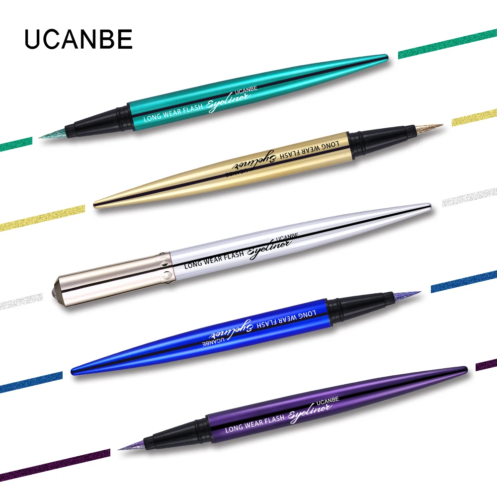 UCANBE Diamond Glitter Eyeliner Pencil Long Wear Flash Eye Liner & Eye Shadow Makeup Silky Smudge-proof Eyeliner Gold Shimmer