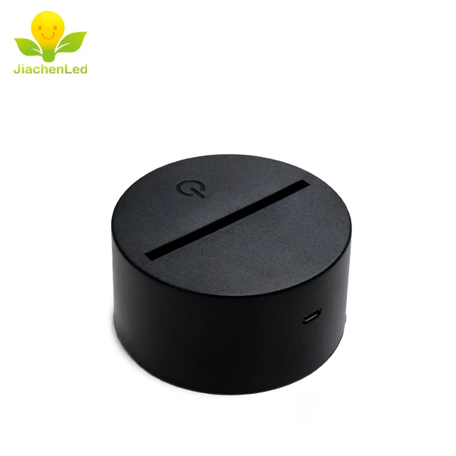ABS Black Remote Battery Powered Usb Led Base 3D Illusion Round Led Light Display Base For Acrylic Table lamp