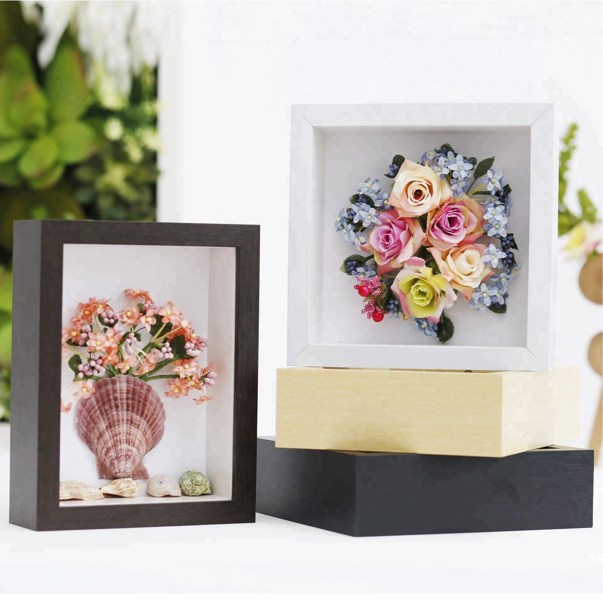 Handmade customize black 8x8 3D shadow box frame