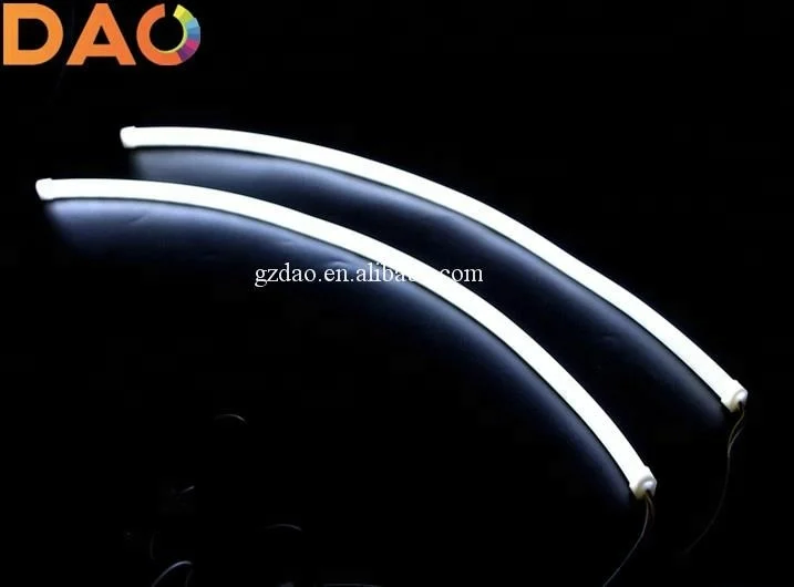 DAO 2pcs 60cm Daytime Running Light Universial Flexible Soft Tube Guide Car LED Strip White DRL and Yellow led Turn Signal Light
