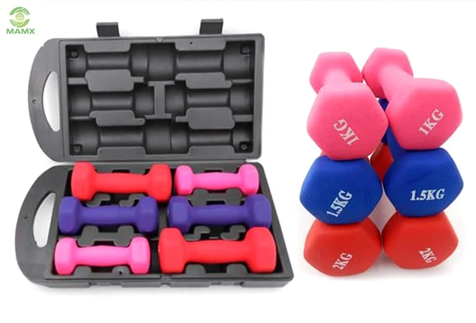 High quality Bodybuilding Exercise Color 10 kg Neoprene Dumbbell set for women bodybuilding