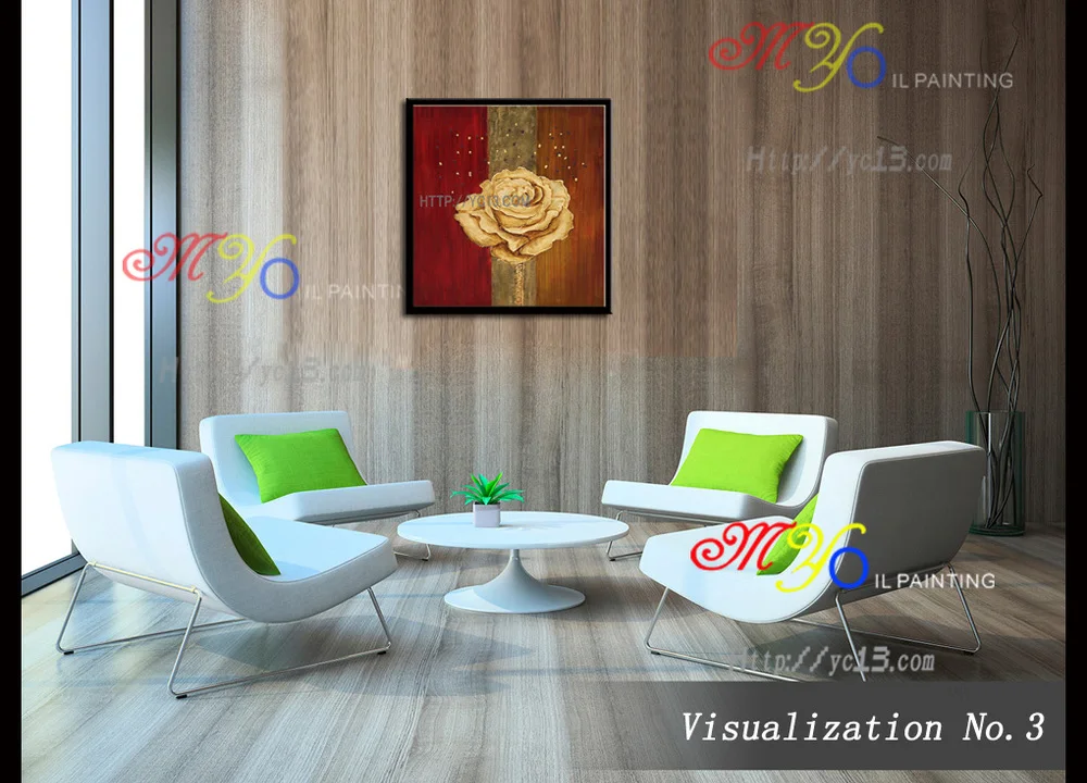 50% off  Existing samples gold foil rose flower art and craft canvas oil painting