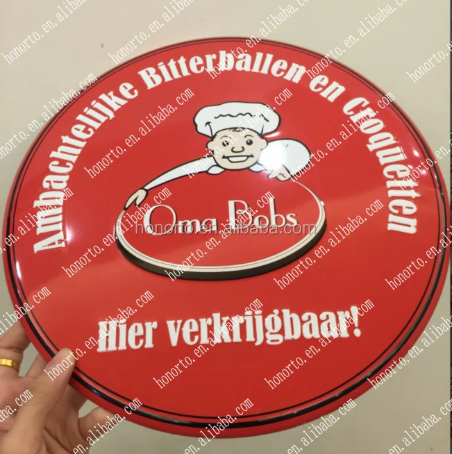 custom curved with embossed round metal aluminum / tin  sign