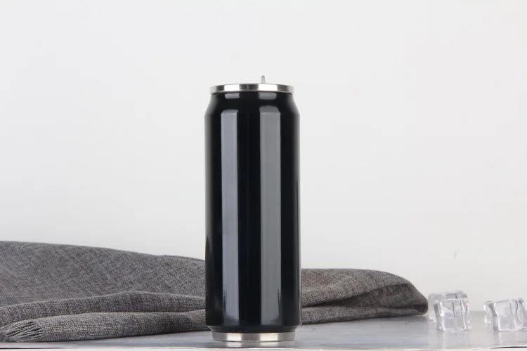 
Metal thermos mug 350ml Vacuum Insulated Cola Cup Sublimation tumbler cola can shape mug With Straw 