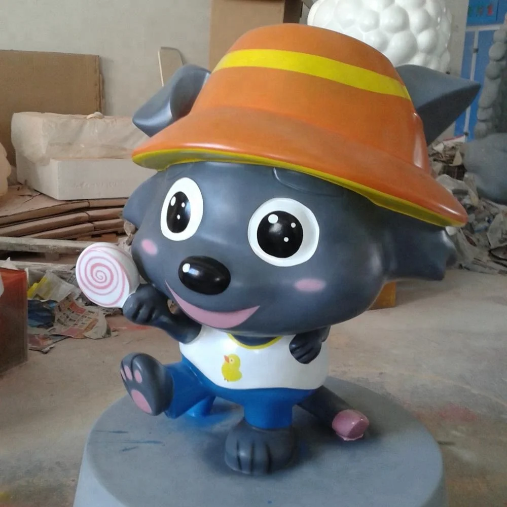 Life size Pleasant Goat and Big Big Wolf decorative sculpture