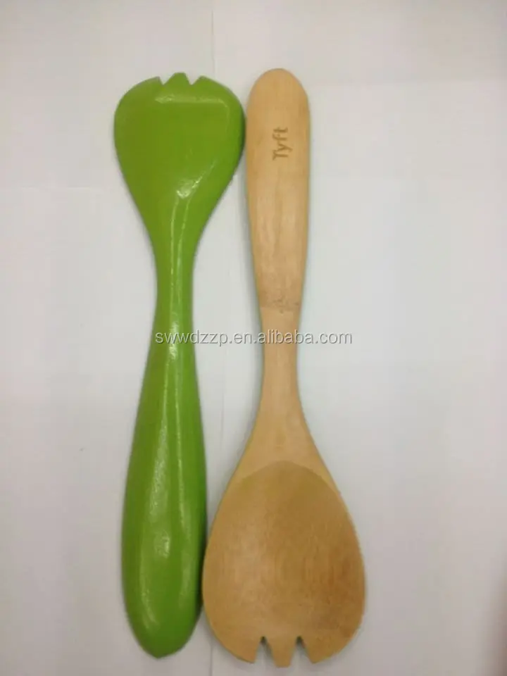 Eco-Friendly colored bamboo salad spoon salad serving spoon and fork  for sale
