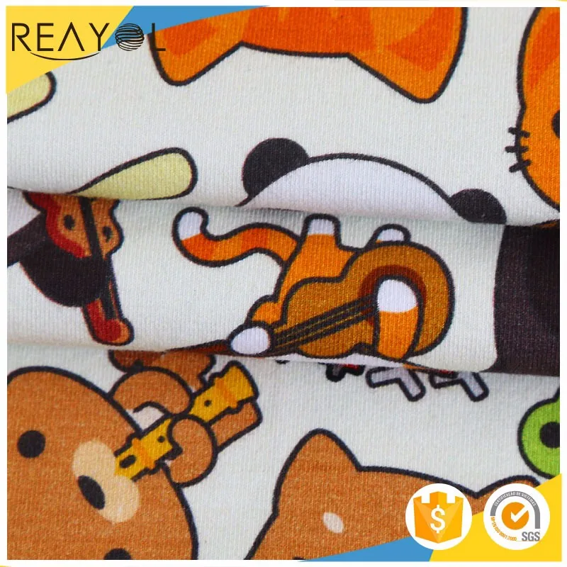 Selling  95% cotton 5% spandex fabric animal custom digital printing cotton jersey fabric for dress