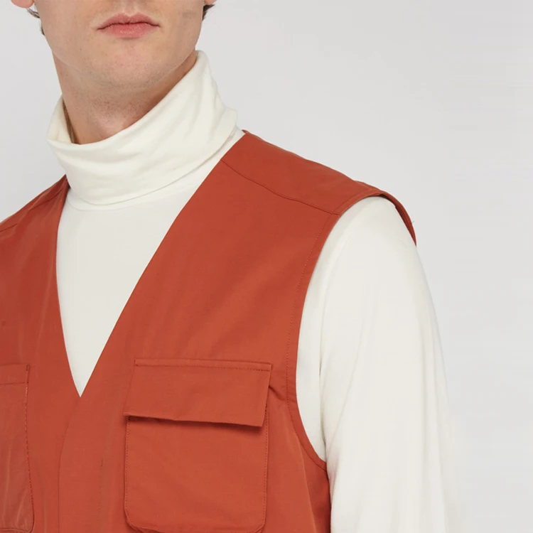 Оптовая продажа, повседневная куртка на заказ, мужской жилет без рукавов, куртка, многофункциональный жилет из хлопка и полиэстера с несколькими карманами, мужской жилет-карго, жилет для работы