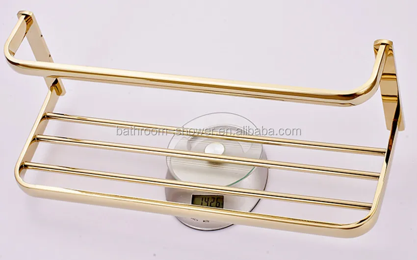 
Hotel Bathroom brass Gold fashion Bath towel rack,shower double towel holder 