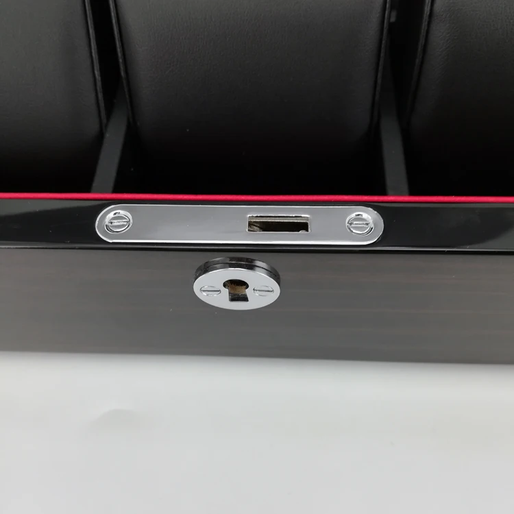 
Glossy wooden watch box for 6 Watches Storage with custom logo and wood veneer and pu leather 