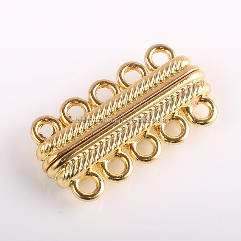 High Quality silver gold rose gold plated Slide Lock Clasps  5 Multi Strand Necklace Clasp