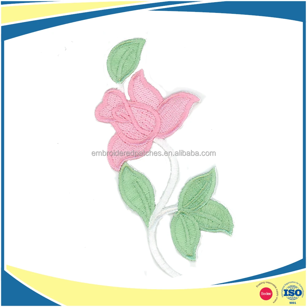 Fashion Ecusson Iron On Embroidery Rose Patches Yellow Rose Flowers Appliques