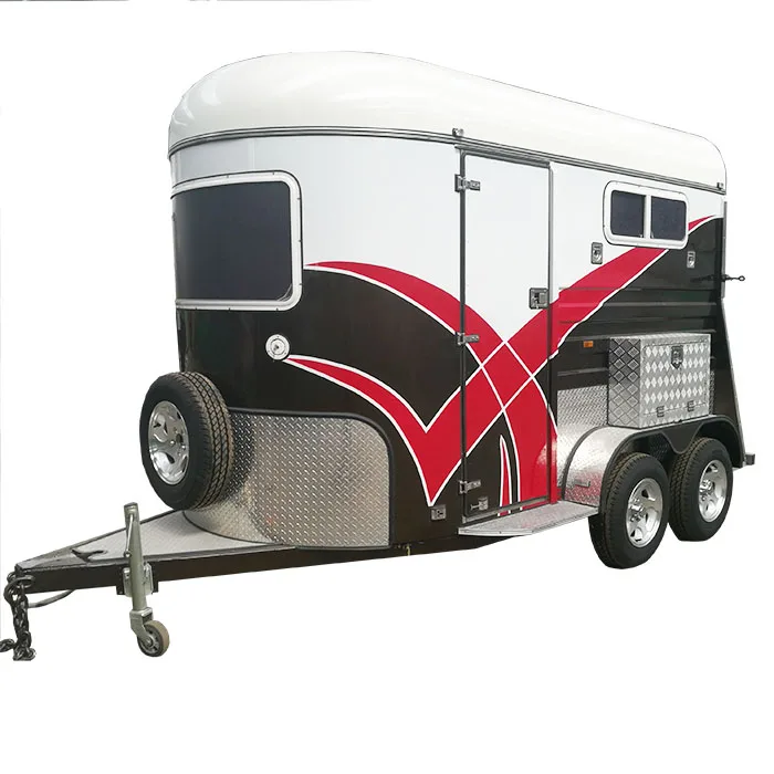 Colorful deluxe 2 horse trailer with  cabinet