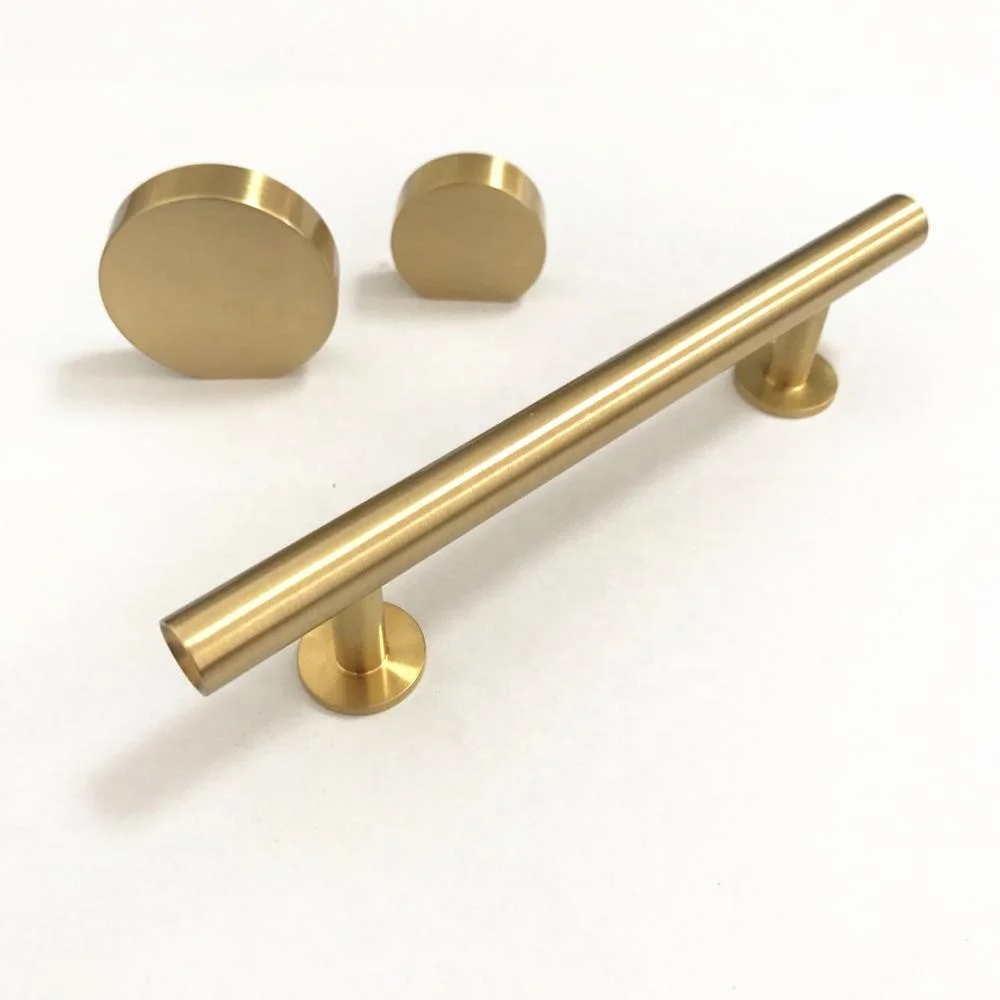 New Design PB Stainless Steel Polished Brass Solid Furniture Kitchen Cabinet T Bar Handle
