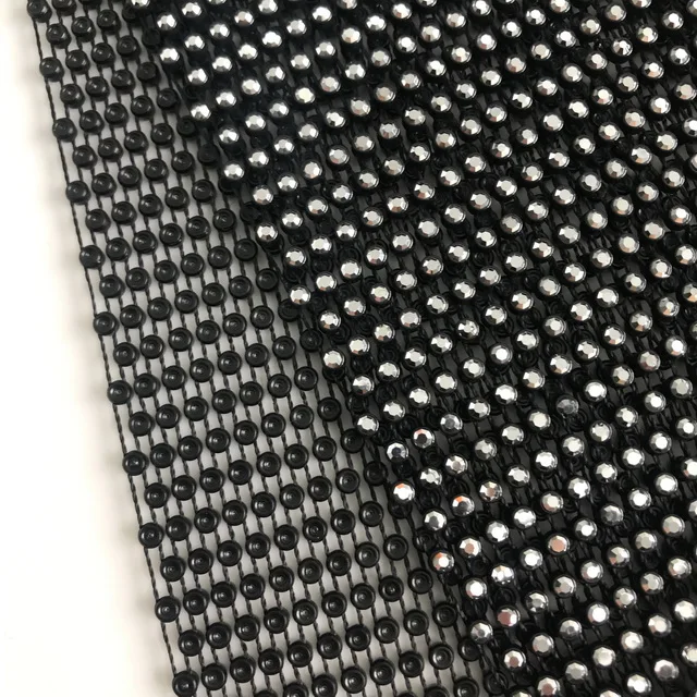 24 Rows 10 Yards Plastic Elastic Rhinestone Fishnet Fabric Crystal Mesh Fabric For Clothes