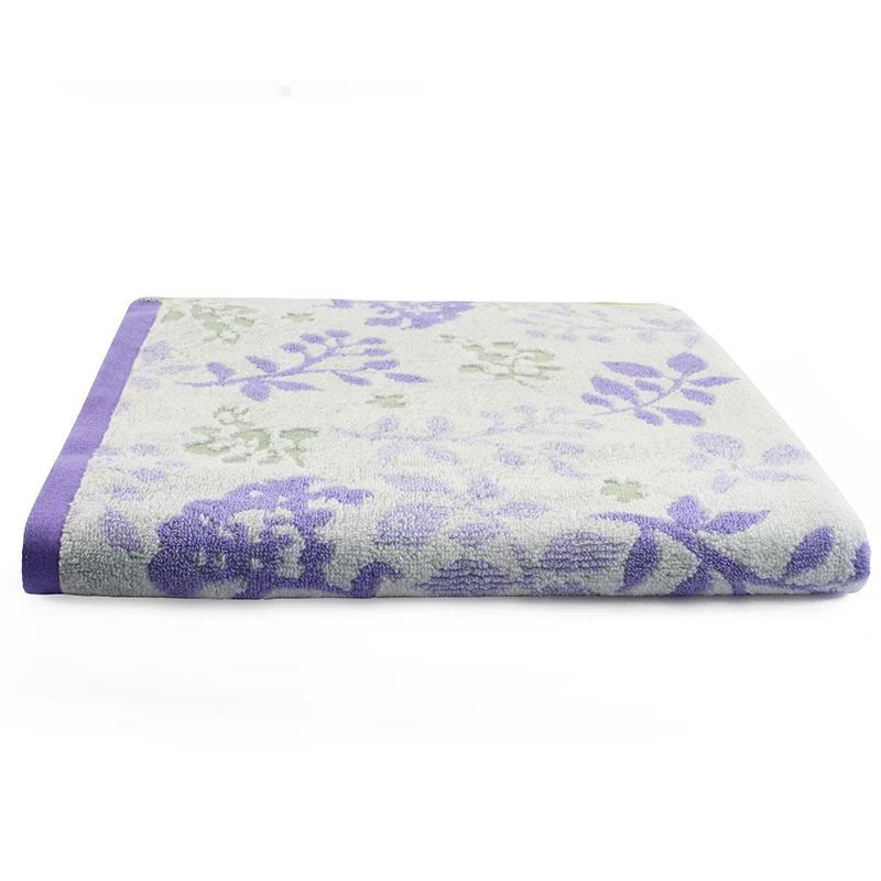 
Leaves pattern design purple color jacquard weaving 100% cotton bath towel 
