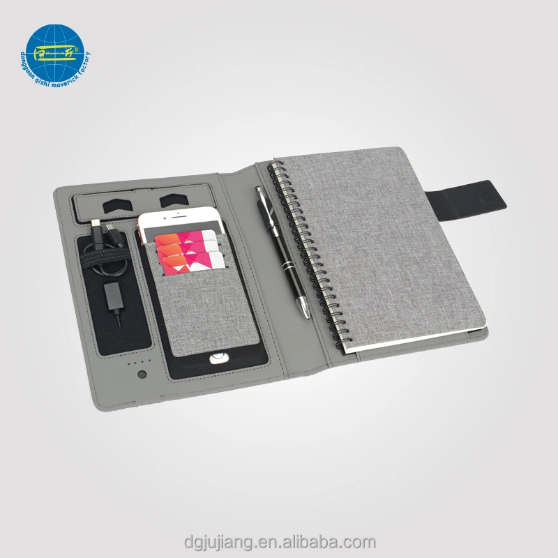 New design A5 notebook with wireless charging power bank