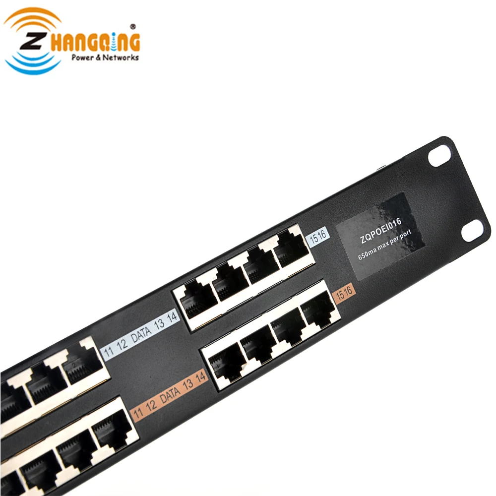 16 Port Passive POE Injector 100Mbps Power Over Ethernet PoE Patch Panel for CCTV Security IP Camera, IP Phone