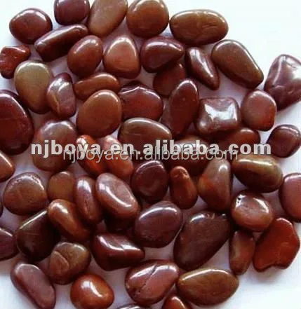 
red color natural pebble stone and cobbles for garden walkway, paving 