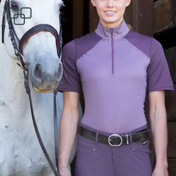 Horse Riding Clothing Female Outdoor Long Sleeve Zip Up Base Layer Equestrian Apparel Lace Riding Show Shirt