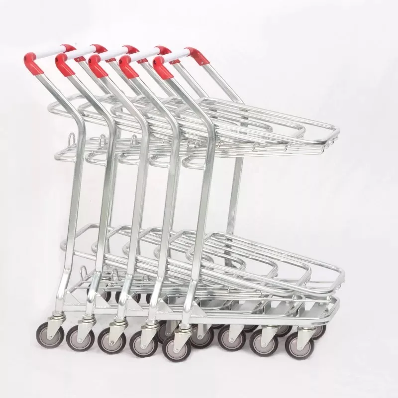 
Double Layer 2 Tiers Basket Shopping Trolley Cart for Supermarket with Handle Push 