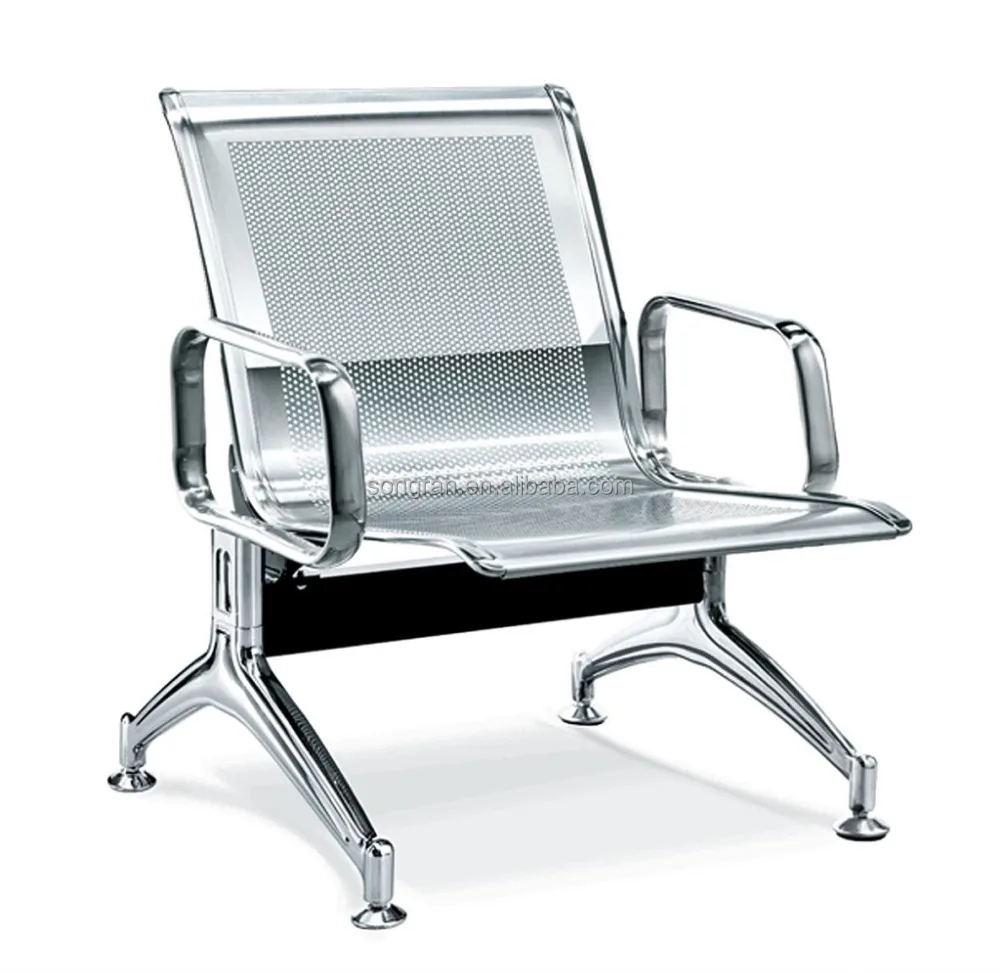 Hot-selling Steel Powder Coating 2 Seats Three Seater Room Bench Office waiting chair cloth