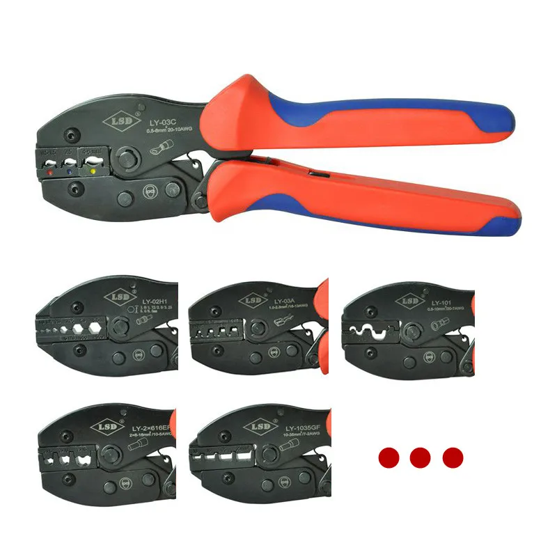 crimping tool for different sizes of terminals, cable connectors ratchet plier