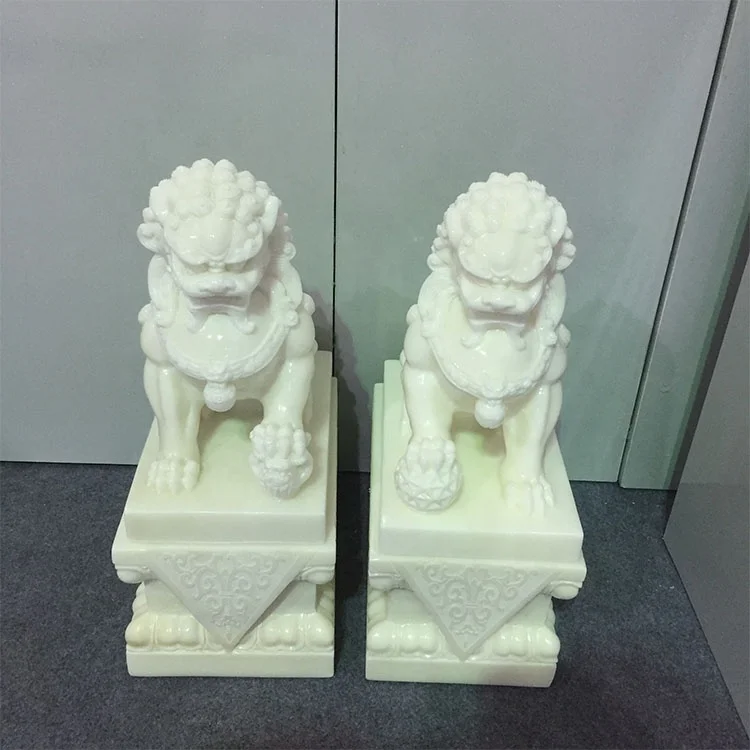 
Hot Sell White Marble Jade Lion sculpture for home decoration 